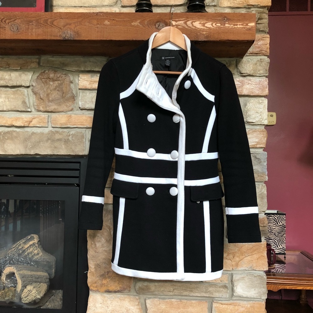 EUC INC Black and White Colorblocked Dress Coat